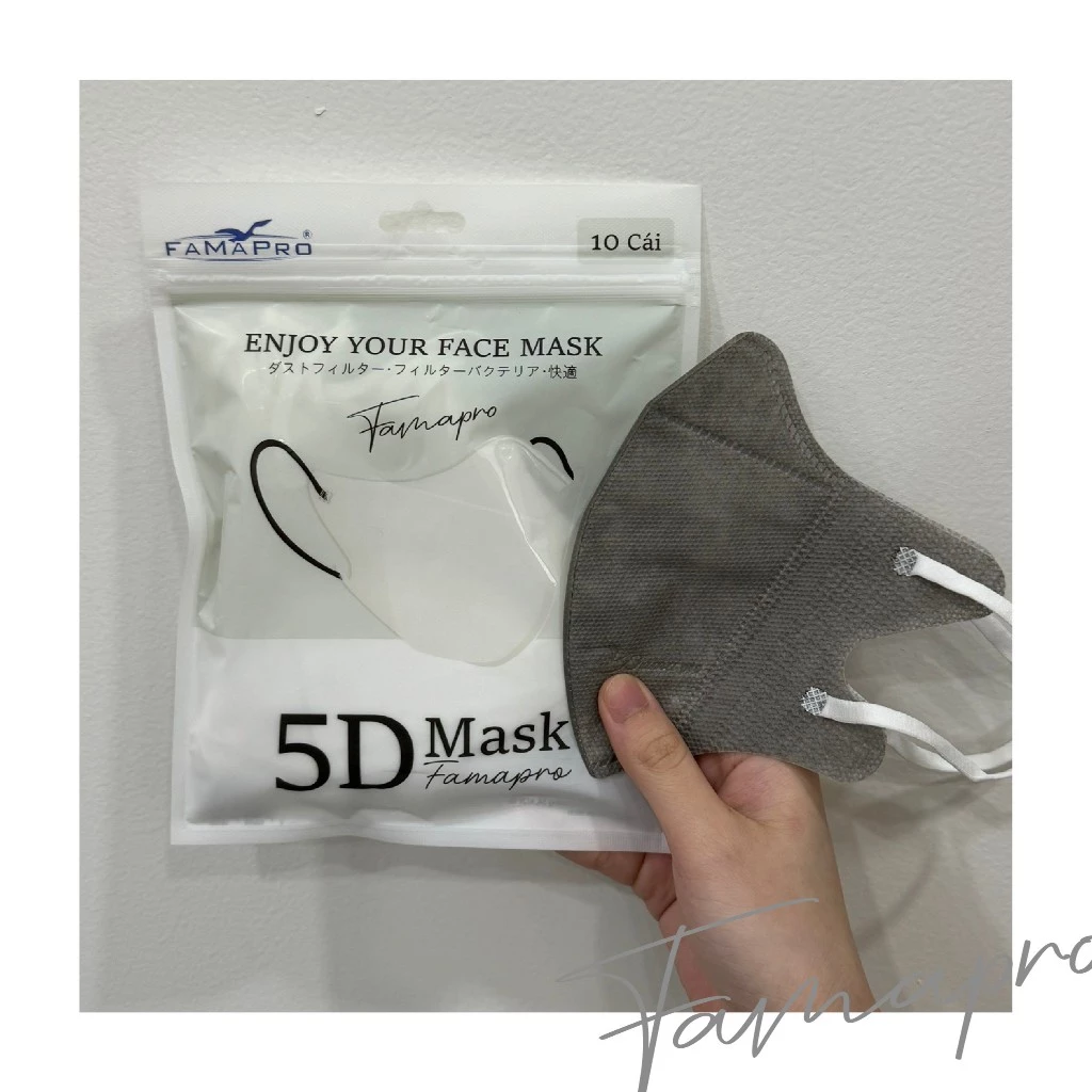 [Combo 100C 5d ] khẩu trang 3 lớp 5d mask Famapro bịch 10 chiếc form 40-60kg - 4