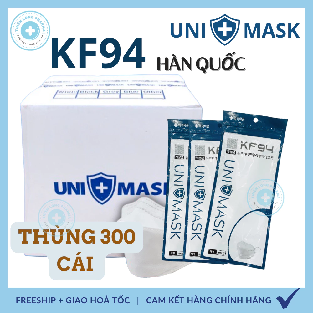 [Thùng 300 Cái] Khẩu trang 4 Lớp KF94 UNI MASK Chống Bụi Mịn, Kháng khuẩn hàng Cao Cấp Chính Hãng