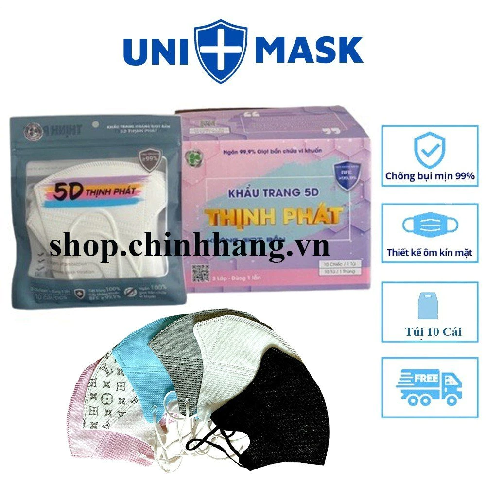 [ Free Ship ] - Thùng 100 Chiếc Khẩu Trang 5D Thịnh Phát 3 Lớp Kháng Khuẩn