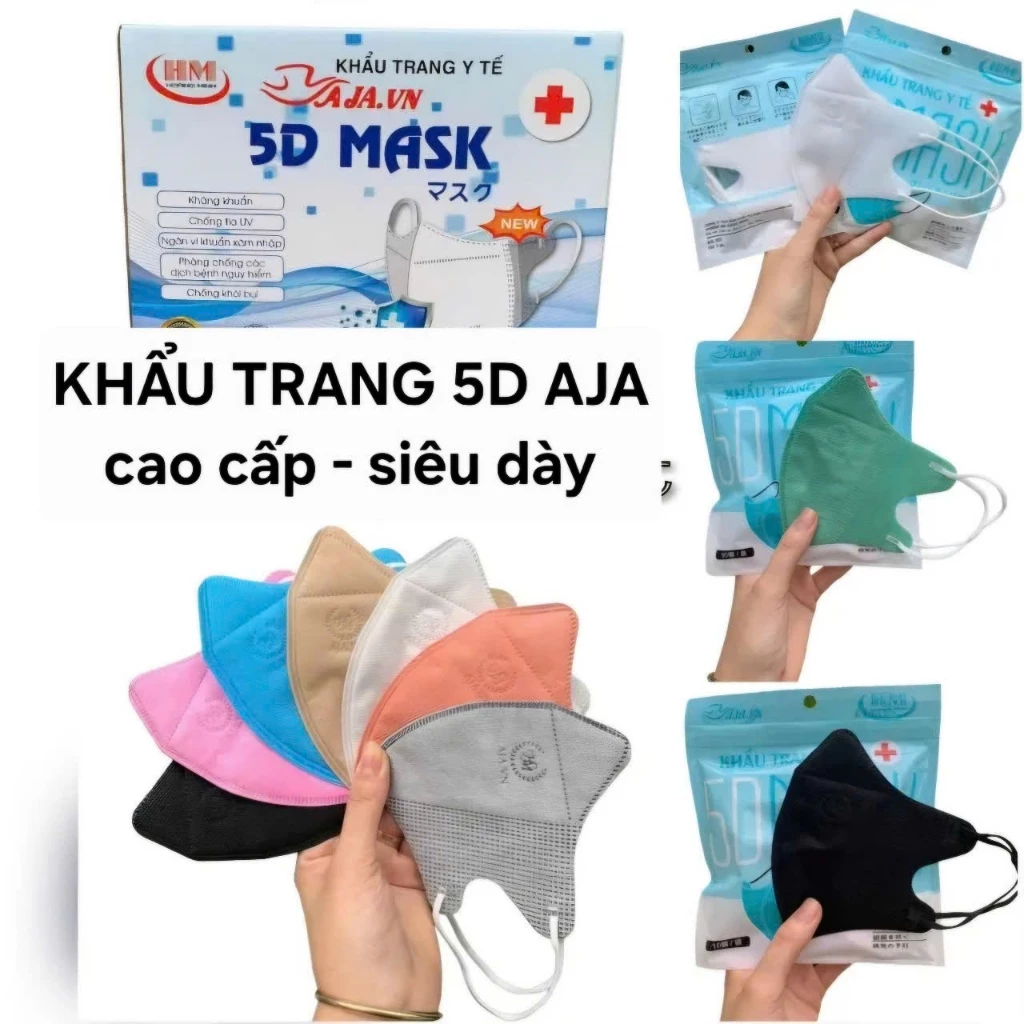 [Giá sỉ 100 cái] Khẩu trang 5D HOÀNG MINH 5D HM 5D AJA chính hãng dày xịn chống bụi kháng khuẩn