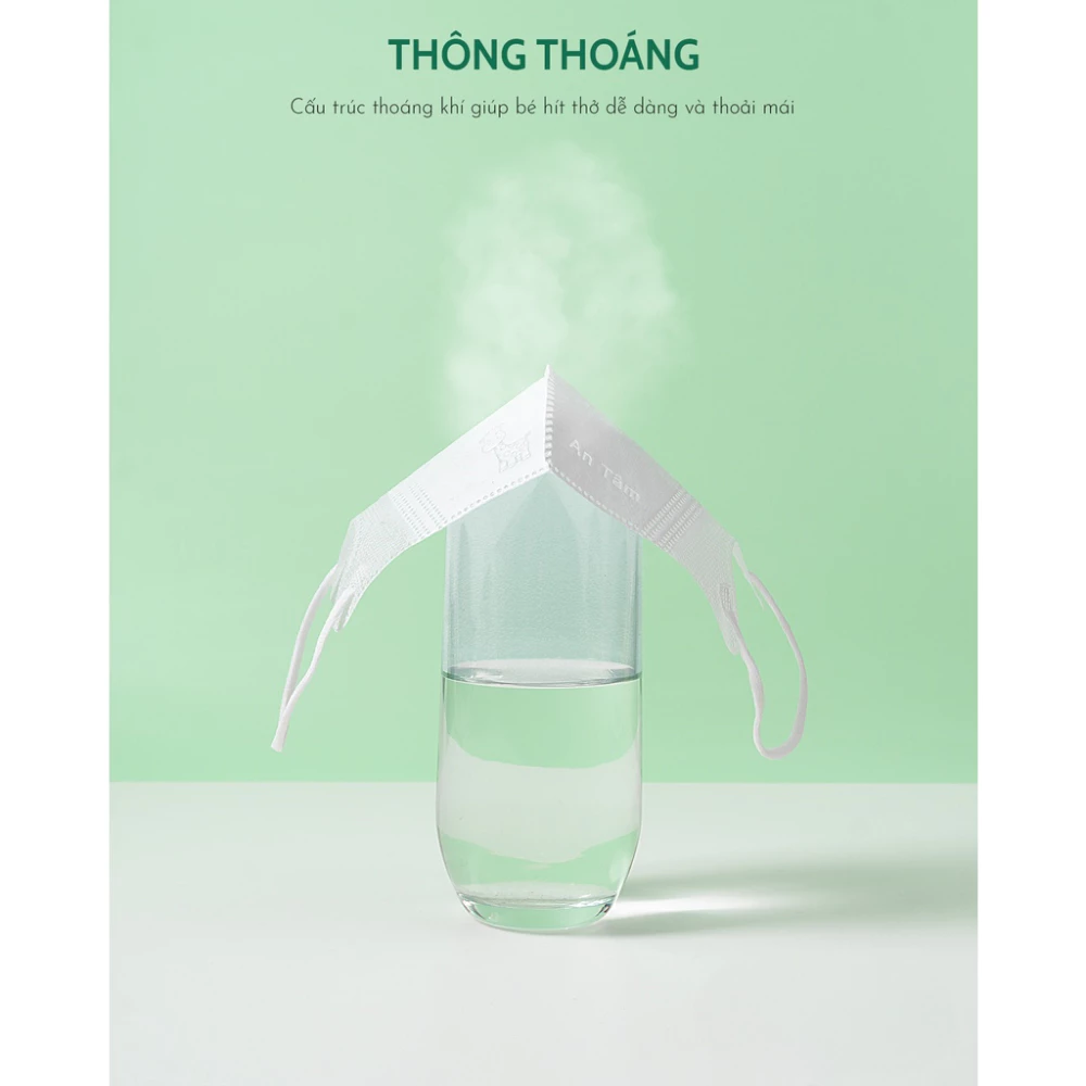 [ 0-8 tuổi ] Thùng 100 cái khẩu trang kháng khuẩn 5D kid An Tâm mềm mịn, hàng chính hãng công ty - 3
