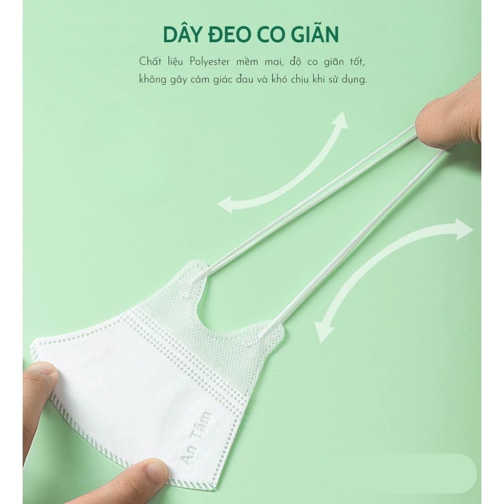 [ 0-8 tuổi ] Thùng 100 cái khẩu trang kháng khuẩn 5D kid An Tâm mềm mịn, hàng chính hãng công ty - 4