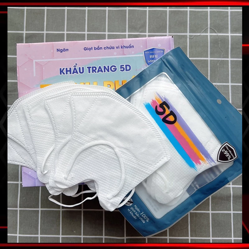 [ Combo 10 Túi 100 Cái ] Khẩu Trang 5D 3 Lớp Người Lớn Chống Giọt Bắn Chống Bụi Chống Tia UV