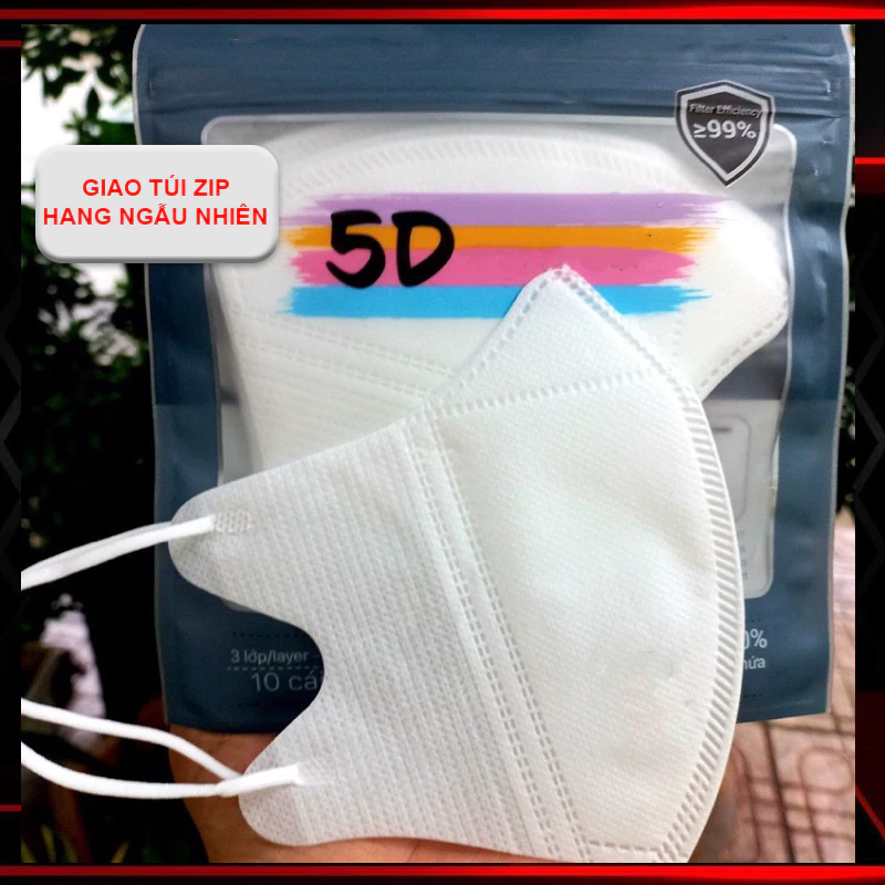 [ Combo 10 Túi 100 Cái ] Khẩu Trang 5D 3 Lớp Người Lớn Chống Giọt Bắn Chống Bụi Chống Tia UV - 3