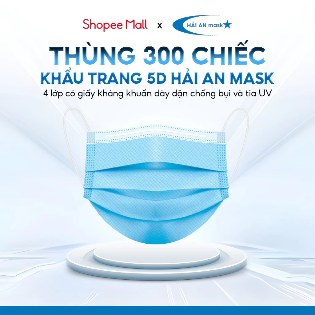 [ Thùng 300 Chiếc (6 Hộp) ] Khẩu Trang Y Tế 4 Lớp HẢI AN MASK, Kháng Khuẩn Dày Dặn, Chống Bụi Mịn & Tia UV - 6