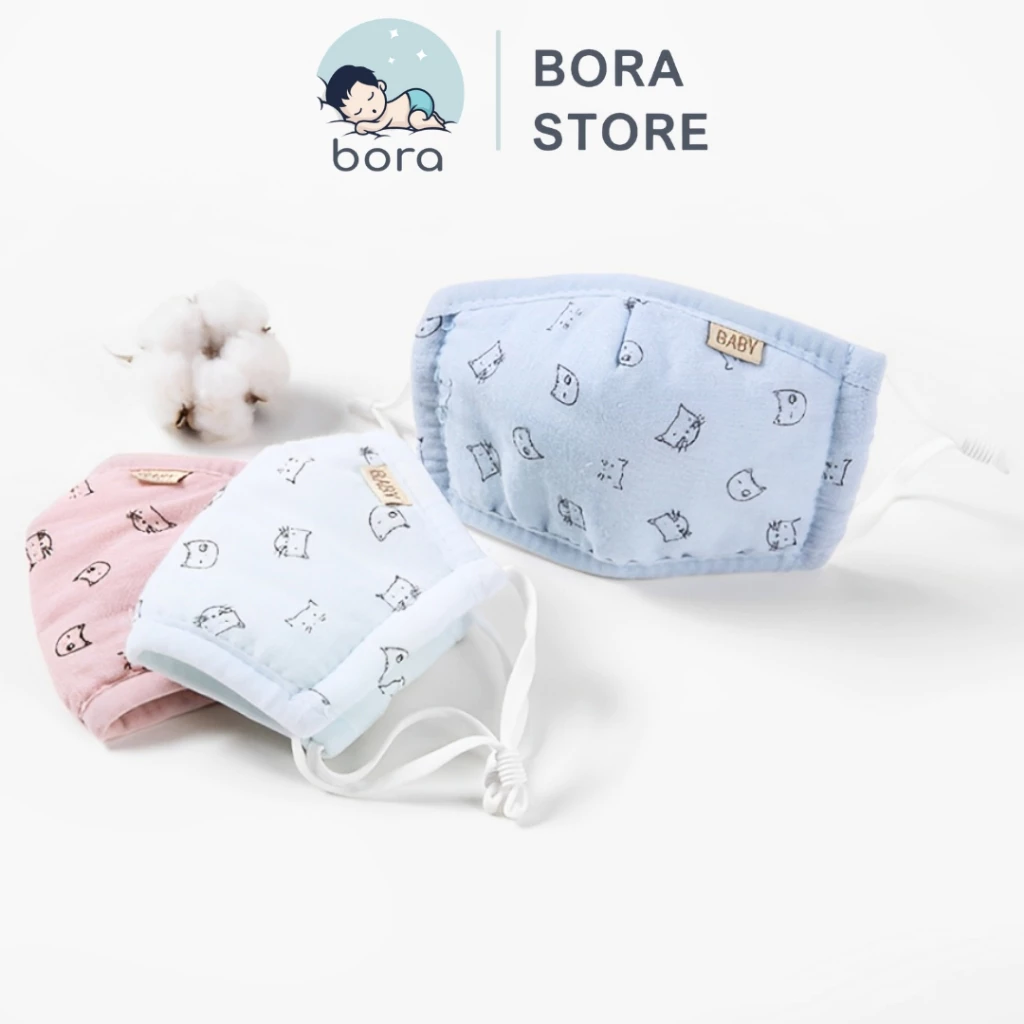 Khẩu trang cho bé 3D với 4 lớp chống bụi Có nút chỉnh quai đeo