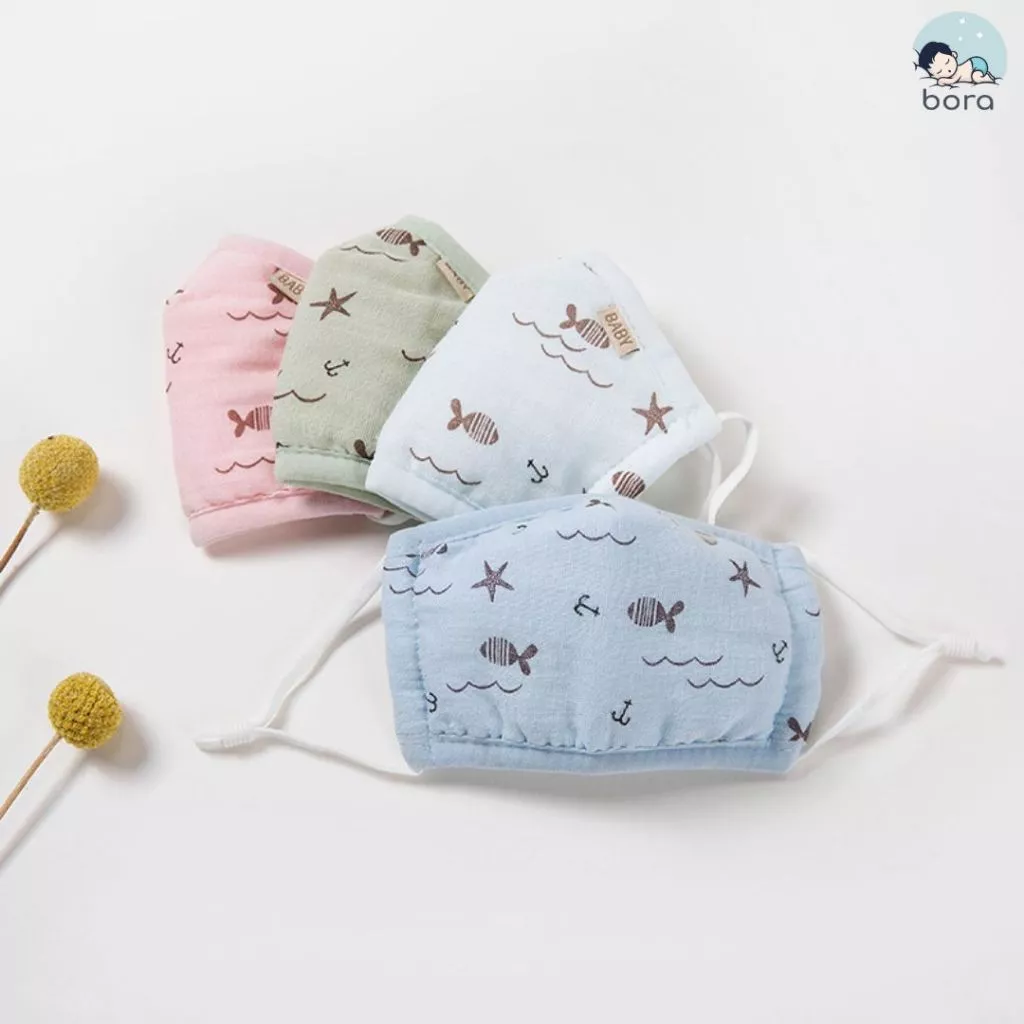 Khẩu trang cho bé 3D với 4 lớp chống bụi Có nút chỉnh quai đeo - 5