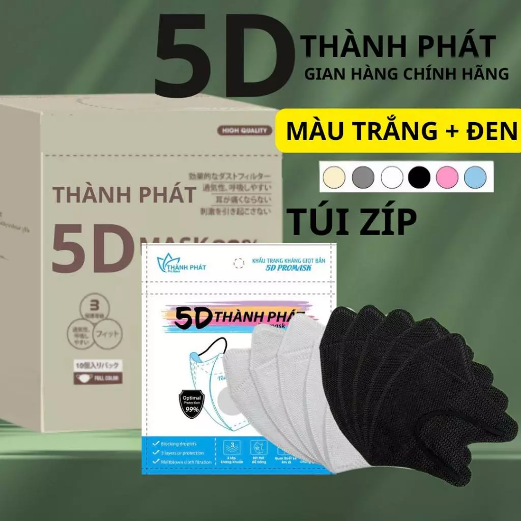 Thùng 600/400 Cái Khẩu Trang 5D THÀNH PHÁT 3 Lớp Lọc Bụi Mịn Chống Tia UV, Cho Người Lớn - 3