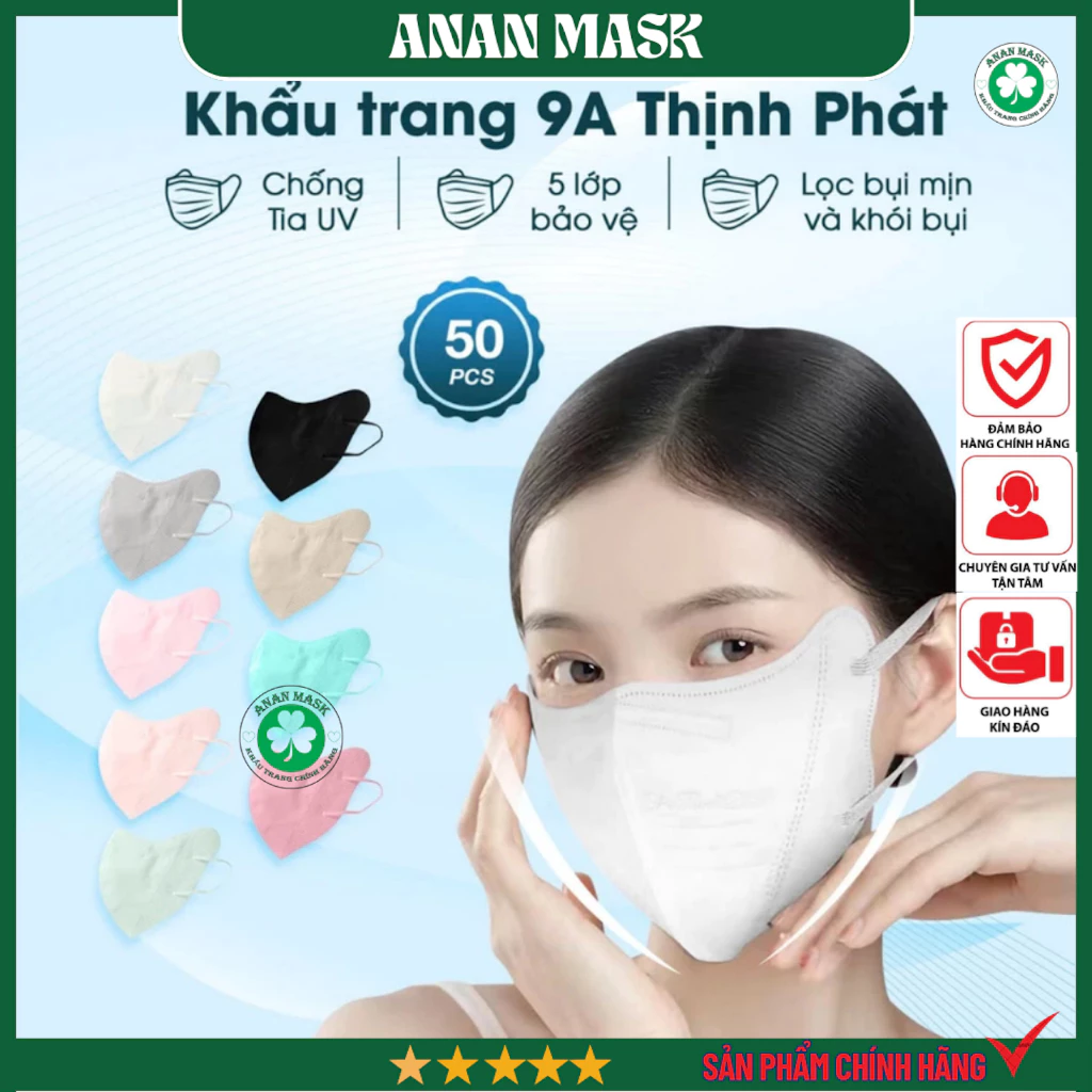 [Set 100 Chiếc] Khẩu Trang 9A THỊNH PHÁT Chống Nắng 5 Lớp, Che Toàn Mặt Ngăn Ngừa Khói Bụi, Tia UV - 2