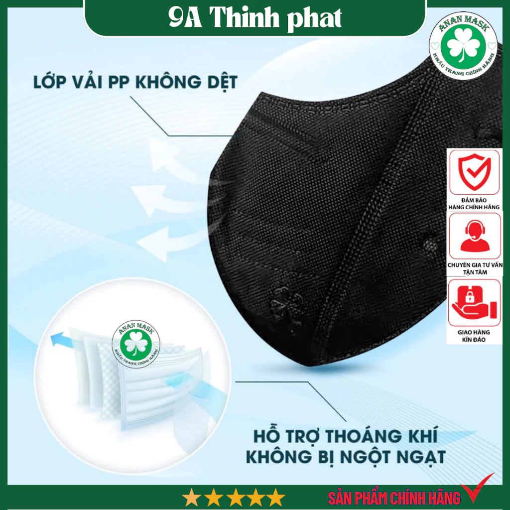 [Set 100 Chiếc] Khẩu Trang 9A THỊNH PHÁT Chống Nắng 5 Lớp, Che Toàn Mặt Ngăn Ngừa Khói Bụi, Tia UV - 3
