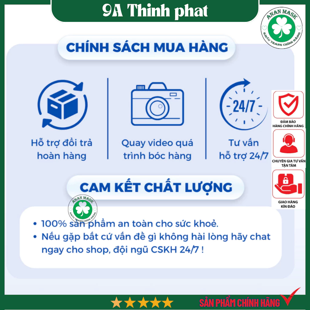 [Set 100 Chiếc] Khẩu Trang 9A THỊNH PHÁT Chống Nắng 5 Lớp, Che Toàn Mặt Ngăn Ngừa Khói Bụi, Tia UV - 4