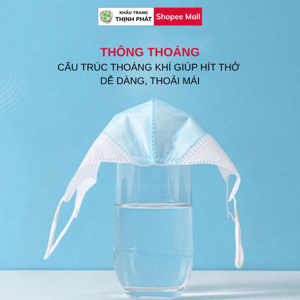 100 chiếc Khẩu Trang 5D Thịnh Phát, 3 lớp kháng khuẩn chống bụi mịn chống nắng hiệu quả - 2