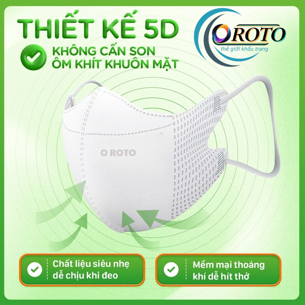 Thùng 640 cái khẩu trang 5D người lớn O ROTO chính hãng cao cấp chống nắng và tia UV và bụi bẩn - 2