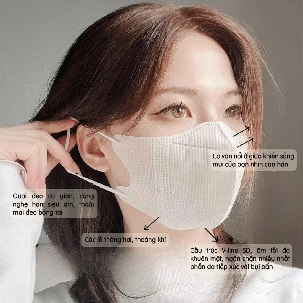 [ Thùng 600 Chiếc ] Khẩu trang 5D HASU 3 Lớp Kháng Khuẩn Cao Cấp Chính Hãng, Dày Dặn, Chống Tia UV - 4