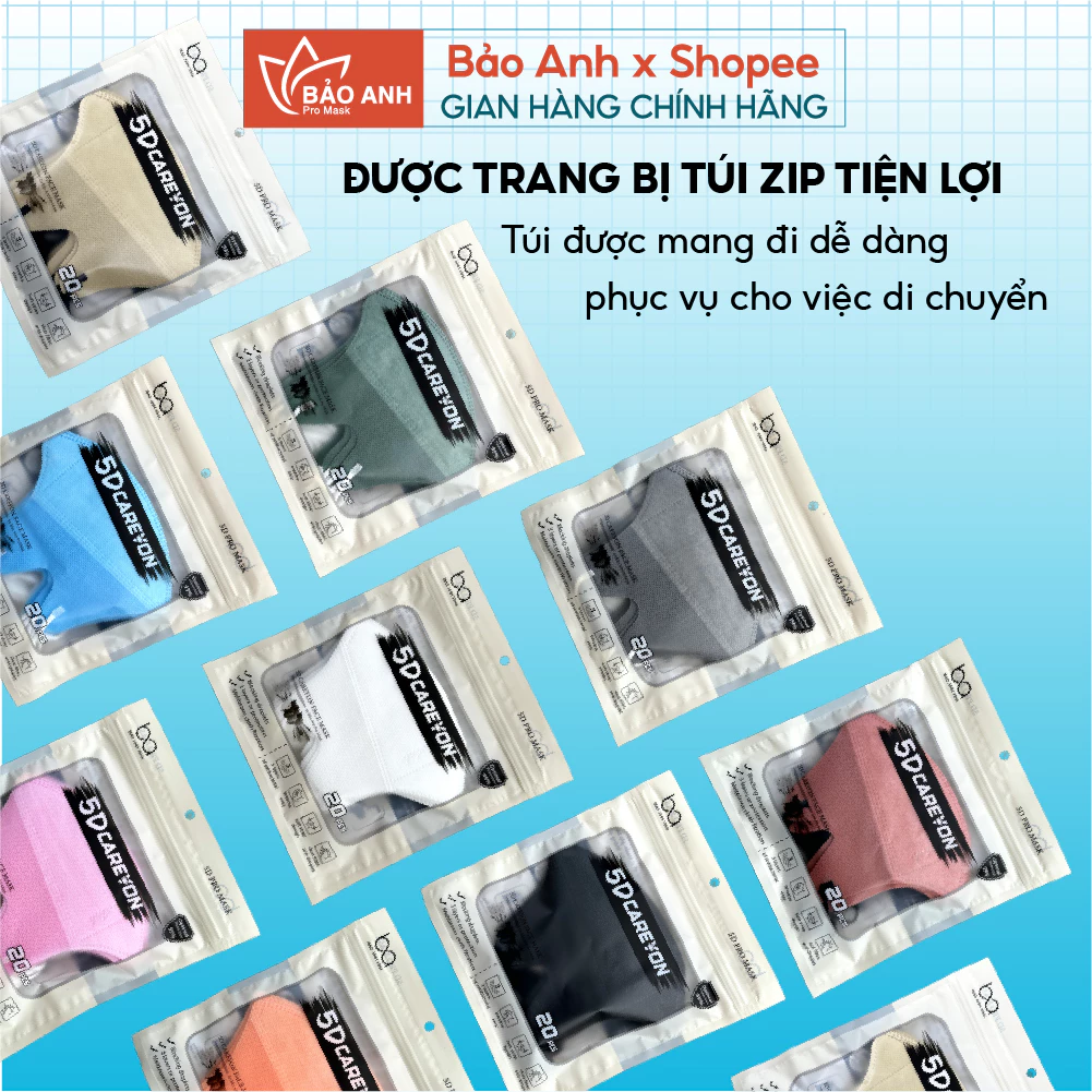 [ Thùng 600 Cái ] Khẩu Trang 5D CAREYON Chống Tia UV, Khẩu Trang Y Tế 3 Lớp Kháng Khuẩn Cao Cấp - 2