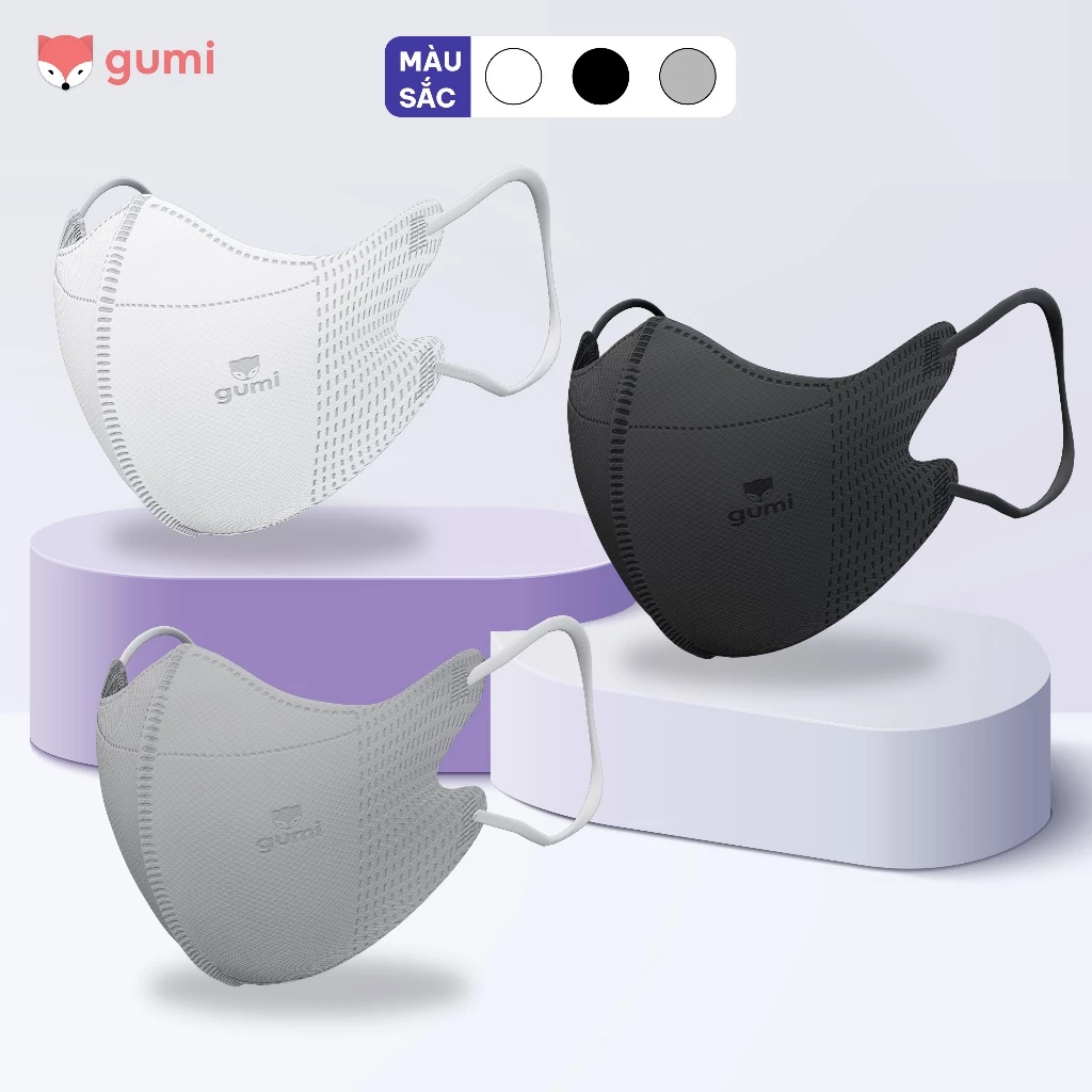 [200 CHIẾC] Khẩu trang 5D Gumi 3 lớp mask kháng khuẩn lọc bụi PM 2.5 - 2