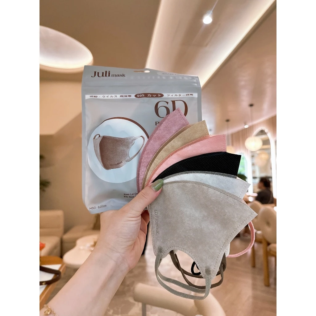 [ Mua 100 tặng 20c ] Khẩu trang JULI 6D Promask Mix Đủ 6 Màu Trend,Kháng khuẩn, Qoai êm Thoải Mái - 5