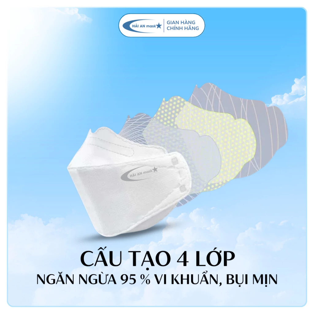 [ Thùng 300 - 200 Chiếc KF94 + 10 Chiếc 5D ] Khẩu Trang KF94 4D HẢI AN MASK, 4 Lớp Chống Bụi Mịn, Tia UV, Form Hàn Quốc - 2