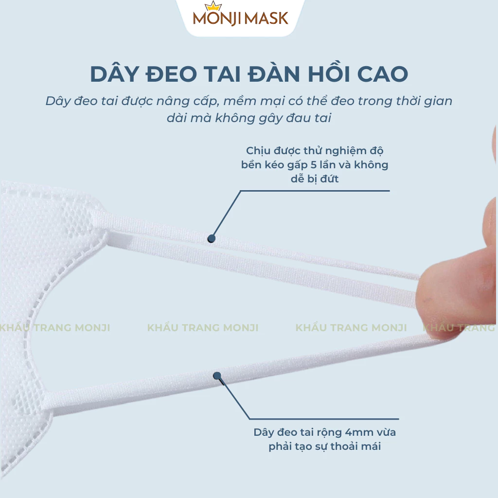 Khẩu Trang 3D Monji Mask 3 Lớp Vải Lọc Khuẩn Ngăn Bụi ,Quai Đeo Êm Tai. - 5