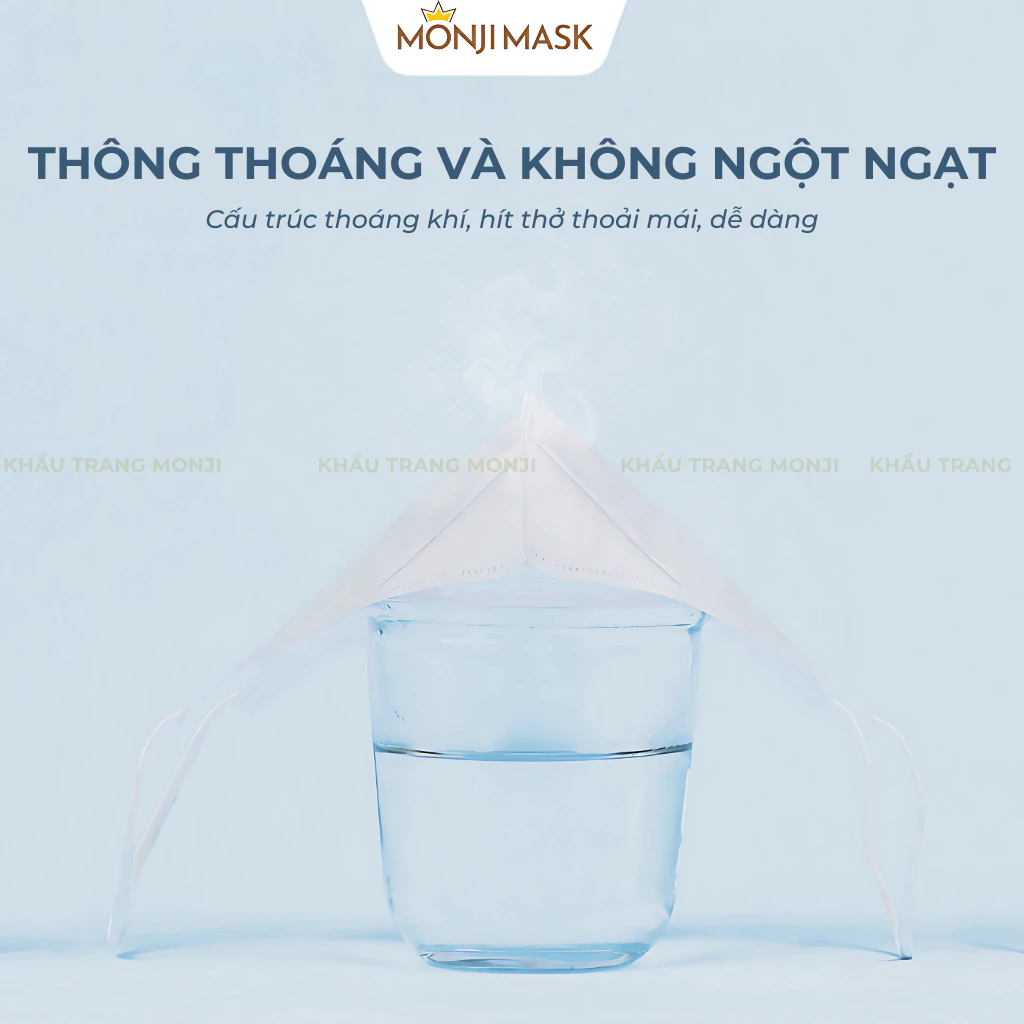 Khẩu Trang 3D Monji Mask 3 Lớp Vải Lọc Khuẩn Ngăn Bụi ,Quai Đeo Êm Tai. - 6