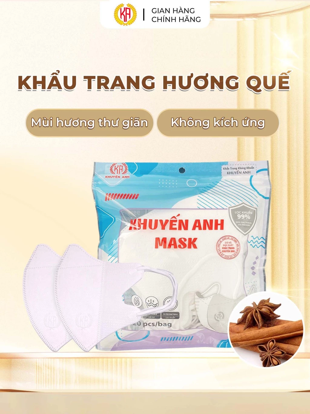 Thùng 600c Khẩu Trang Y Tế 5D Mùi Quế Khuyến Anh 3 Lớp Size To Che Kín Mặt Giúp Chống Tia UV