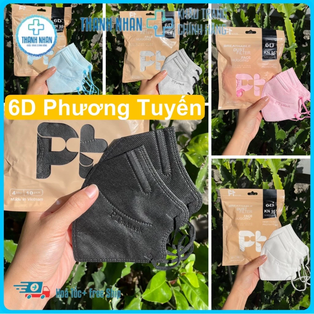 [50 Cái] Khẩu Trang 6D Phương Tuyến, 4 Lớp Kháng Khuẩn,Chống Tia UV, Chống nắng, Chống bụi hàng công ty chính hãng.