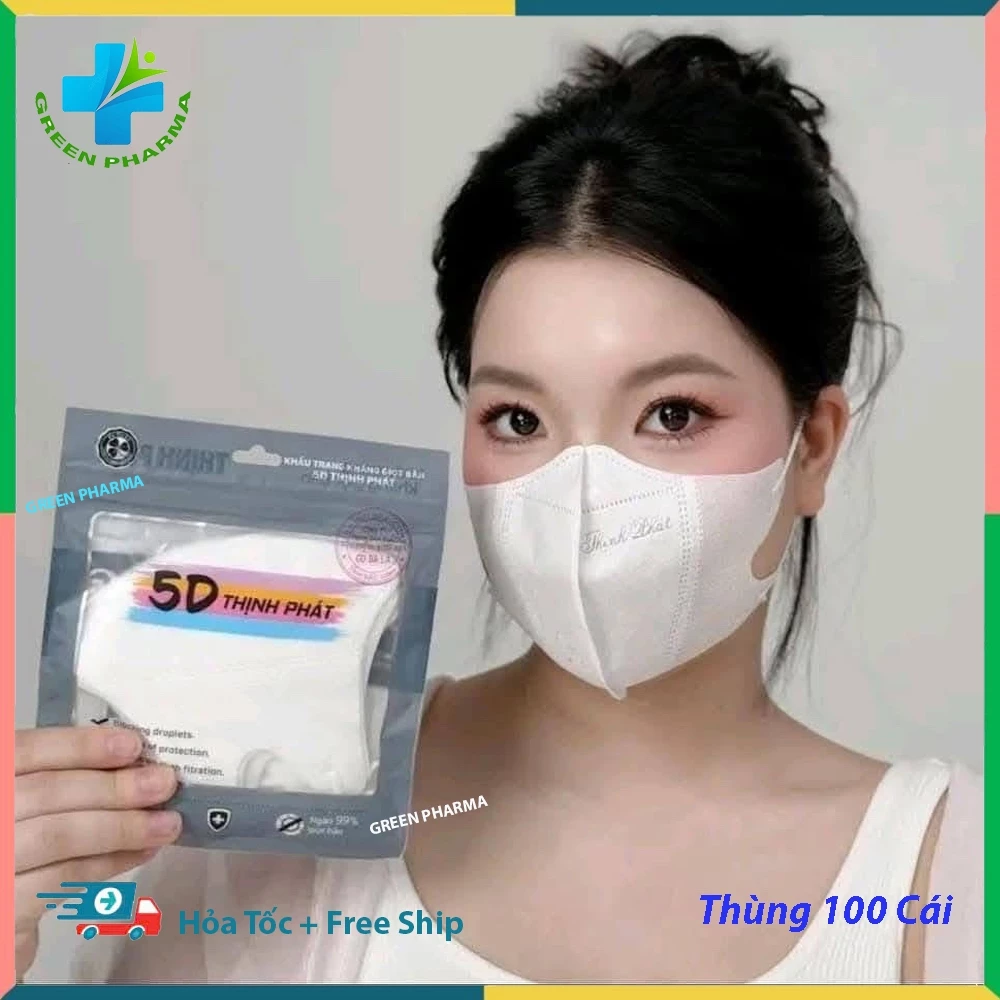 [ Thùng 100 Cái ] Khẩu Trang 5D Thịnh Phát Chính Hãng Cao Cấp 3 Lớp Kháng Khuẩn chống tia uv - 2