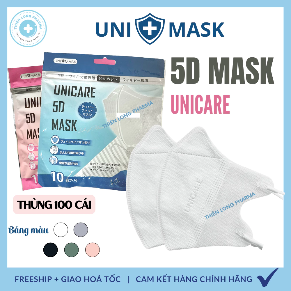 Thùng 200 chiếc Khẩu trang 5D UNI CARE 3 lớp kháng khuẩn chính hãng công ty - 3