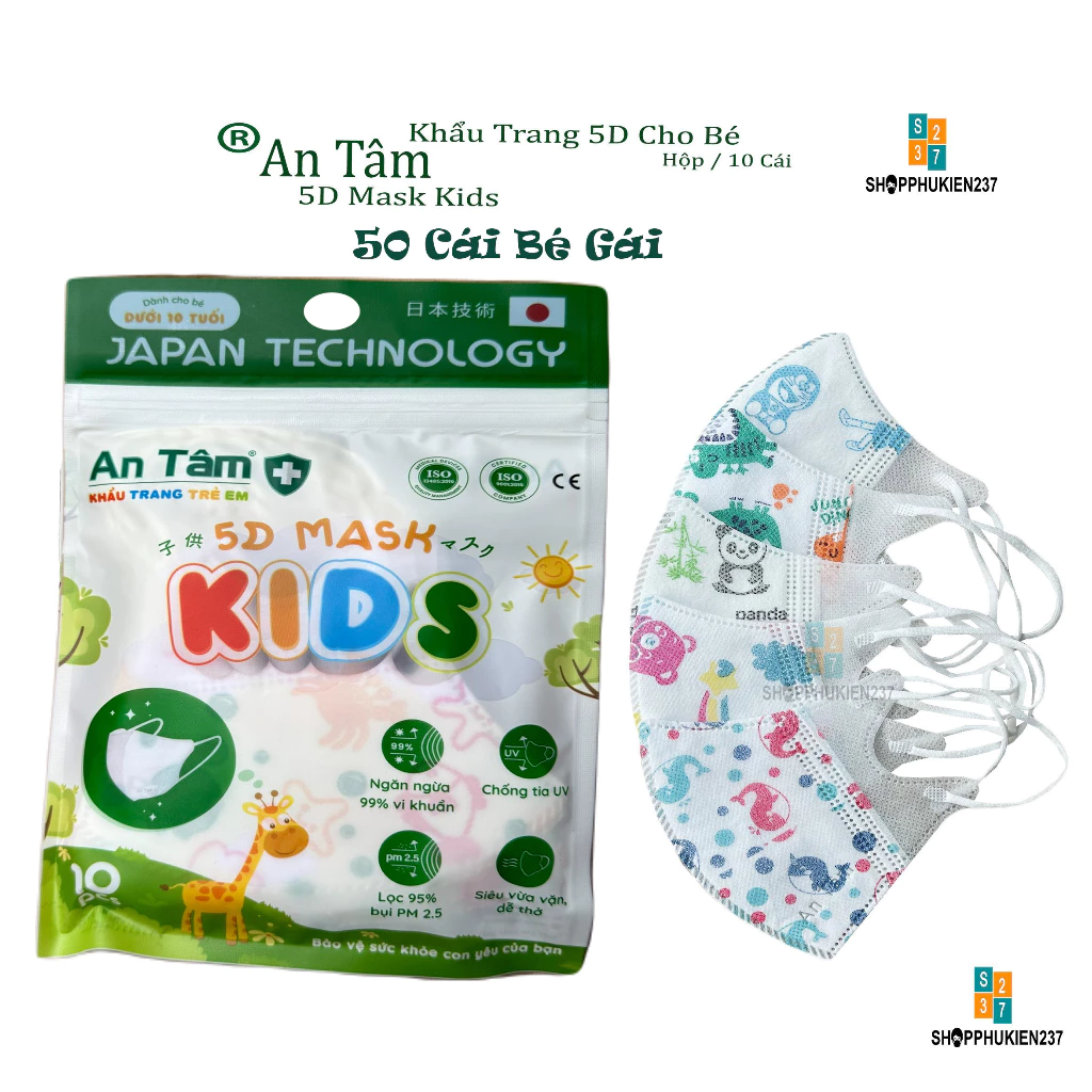 Set 50 Cái Khẩu Trang Cho Bé Cao Cấp Vải SMS Hàng Biden và An Tâm