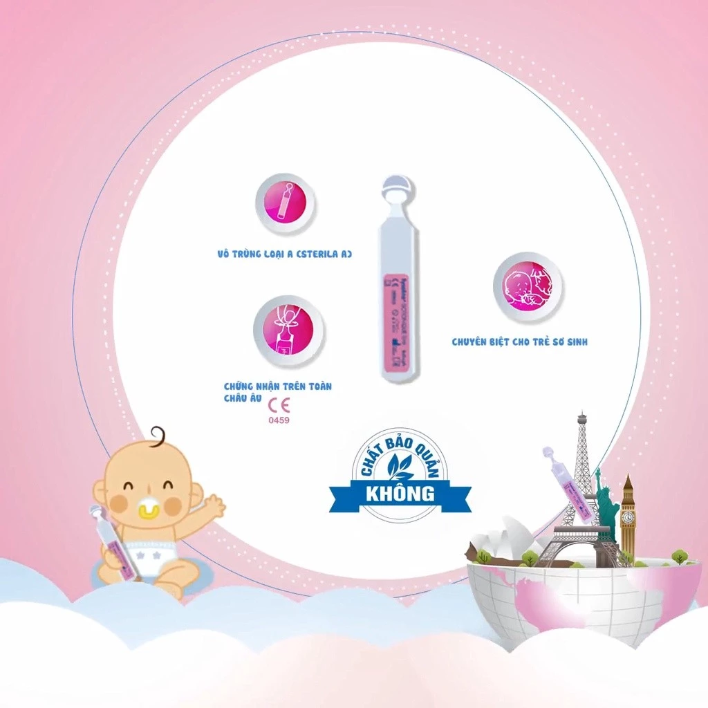 Fysoline - Nước muối sinh lý Pháp - Vệ sinh mắt, mũi, miệng cho bé - Hộp 40 ống x 5ml - 5