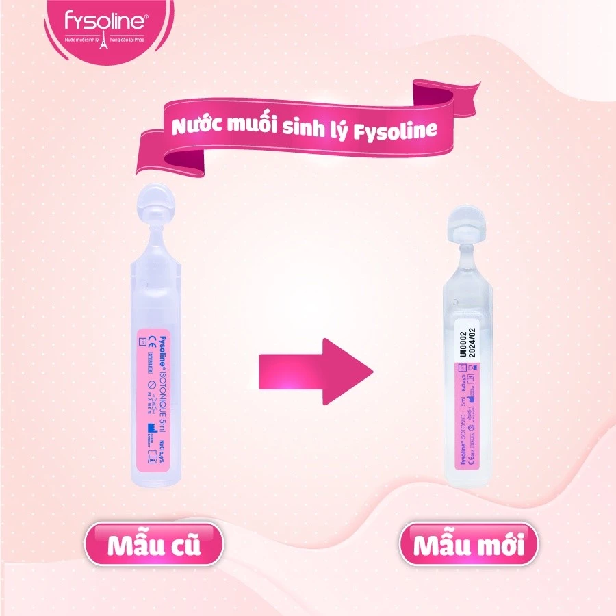 Fysoline - Nước muối sinh lý Pháp - Vệ sinh mắt, mũi, miệng cho bé - Hộp 40 ống x 5ml - 6