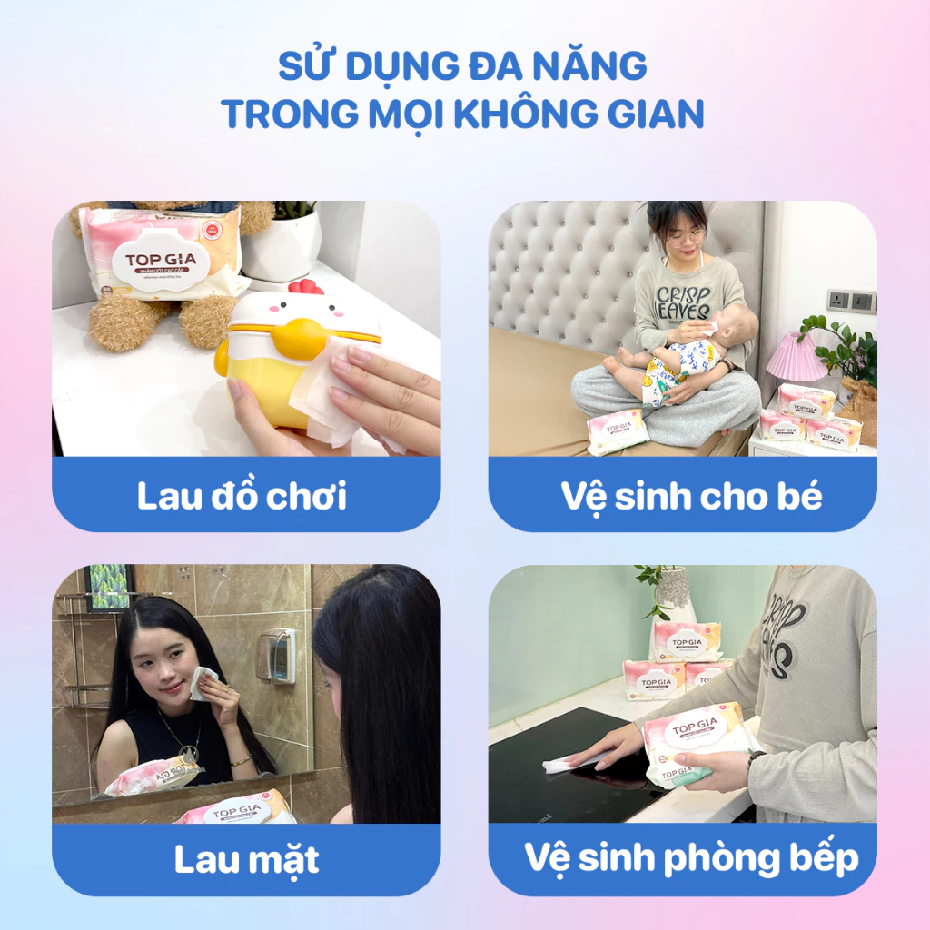 Thùng khăn ướt Topgia 80 tờ không cồn không parabens cao cấp dành cho mẹ và bé - 6