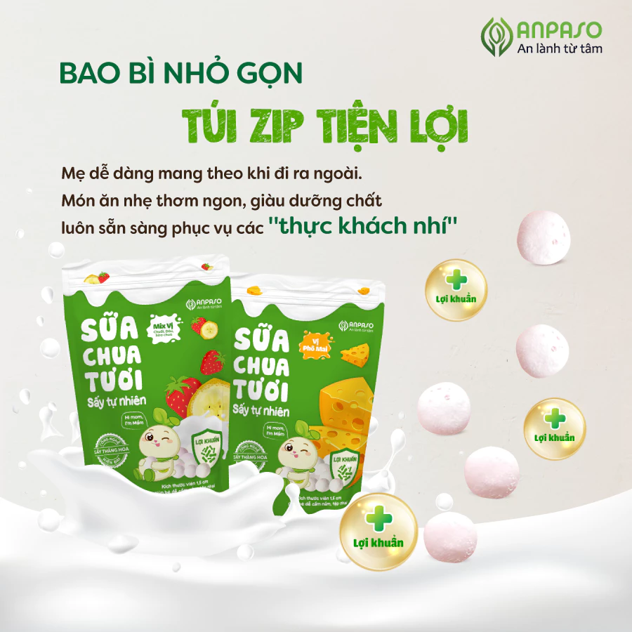 Sữa Chua Sấy Thăng Hoa Anpaso – Sữa Chua Khô Chứa Lợi Khuẩn Tự Nhiên Cho Bé Ăn Dặm gói 20g - 2