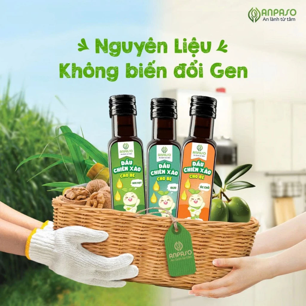 Dầu Chiên Xào Cho Bé Ăn Dặm Anpaso 100ml chịu nhiệt trên 200 độ C - Dầu oliu, óc chó, mix hạt - 2