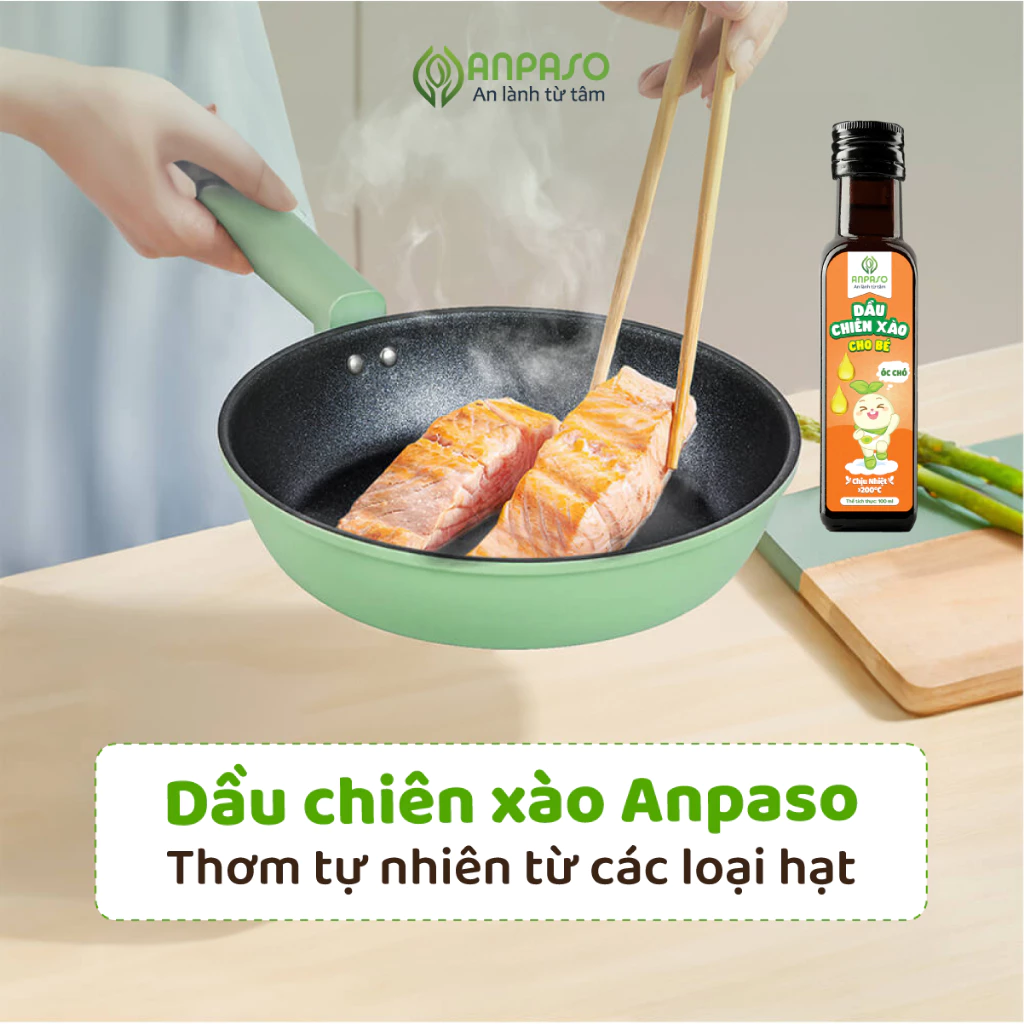 Dầu Chiên Xào Cho Bé Ăn Dặm Anpaso 100ml chịu nhiệt trên 200 độ C - Dầu oliu, óc chó, mix hạt - 4