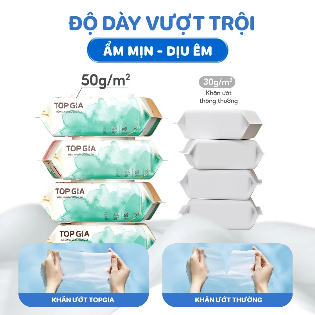 [MỚI] Khăn ướt cao cấp Topgia 80 tờ mềm mại, không cồn không mùi, không parabens dành cho mẹ và bé - 2