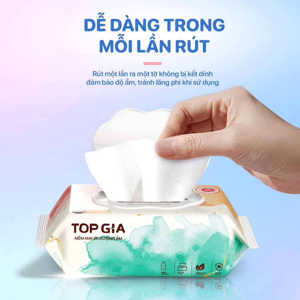 [MỚI] Khăn ướt cao cấp Topgia 80 tờ mềm mại, không cồn không mùi, không parabens dành cho mẹ và bé - 3
