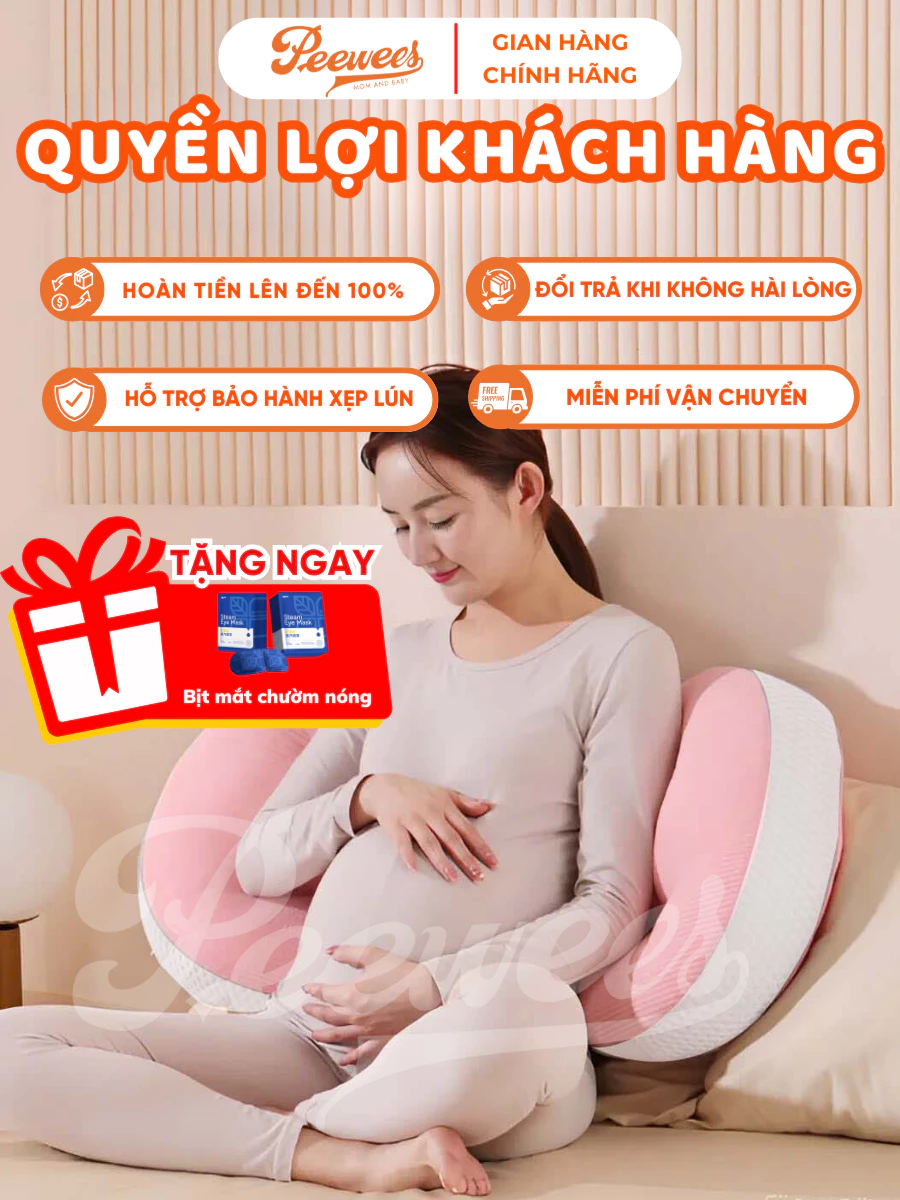 Gối Bầu Cánh Tiên PeeWees Nâng Đỡ Bụng Toàn Diện, Ôm Trọn Bụng Bầu, Giảm Tối Đa Đau Lưng Giúp Mẹ Bầu Ngủ Ngon Sâu Giấc - 6
