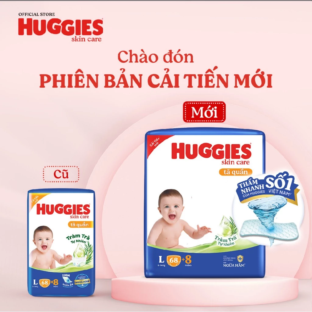 Combo 2 Tã quần Huggies Skincare Mega Jumbo M106/L96+8/XL84+4/XXL76+4 - 2
