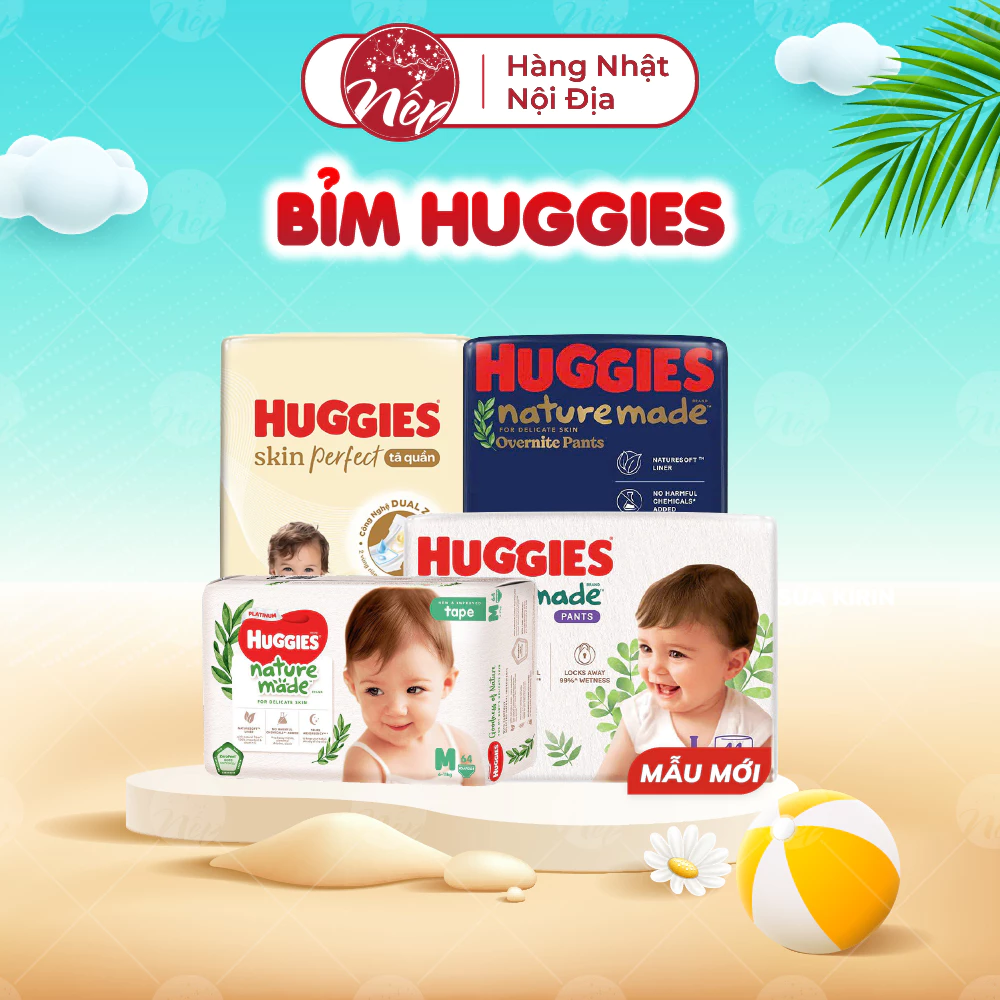 [TỔNG] Bỉm/tã dán/quần Huggies Platinum Nature Made Size NB60/S82/M64/L54/XL44/XXL26 - nepshop1 - 3