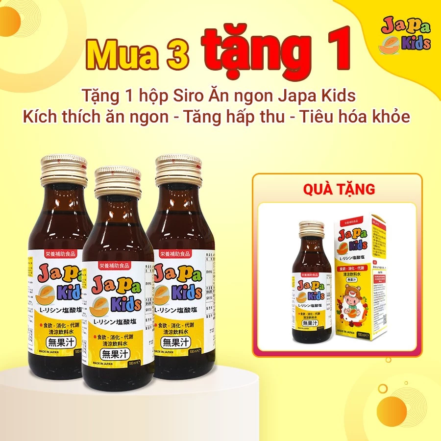 [ Combo 3 Tặng 1 ] Siro Japa Kids Kích Thích Ăn Ngon, Tăng Chiều Cao Cho Bé 100ml