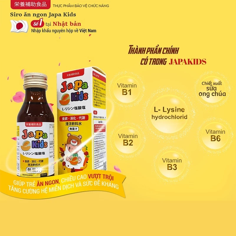 [ Combo 3 Tặng 1 ] Siro Japa Kids Kích Thích Ăn Ngon, Tăng Chiều Cao Cho Bé 100ml - 2