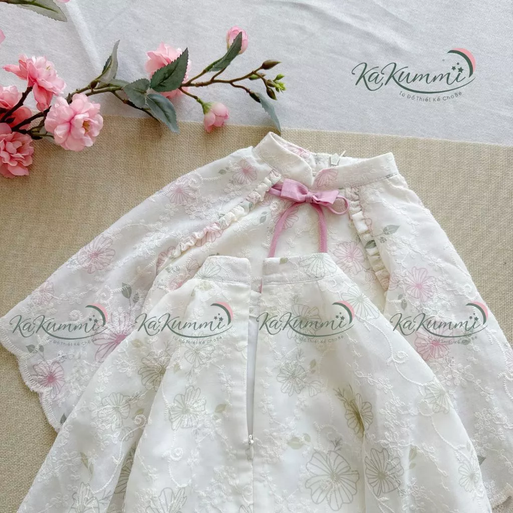 Áo dài Tết Bính Ngọ cho bé gái, Bộ áo dài Xuân Nghi Tết 2026 Kakummi (KM24- AD440) - 3