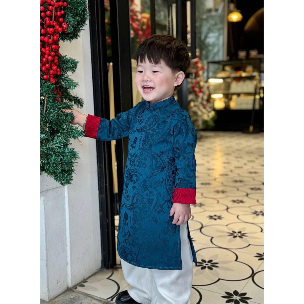 Áo dài Tết Bính Ngọ cho bé gái, Bộ áo dài trẻ em Đào Vy Tết 2026 Kakummi (KM24- AD452) - 3