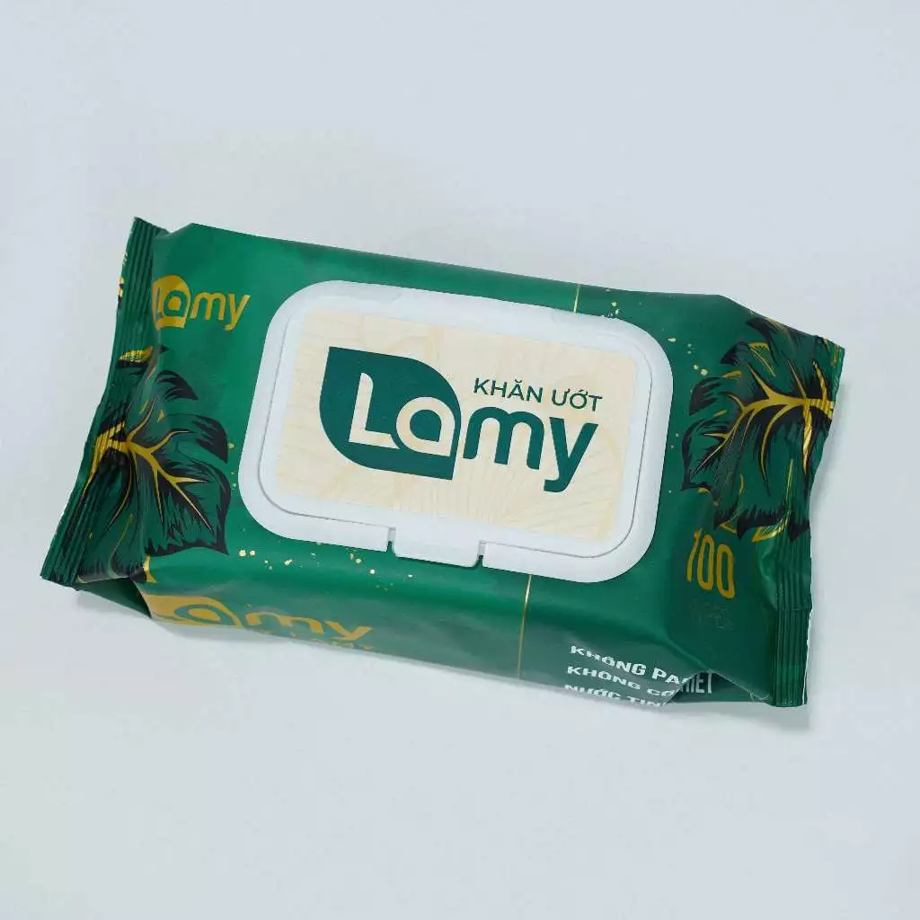 (CÓ QUÀ TẶNG) Thùng 10 gói khăn ướt Lamy 100 tờ không cồn không parabens cao cấp dành cho em bé - 3