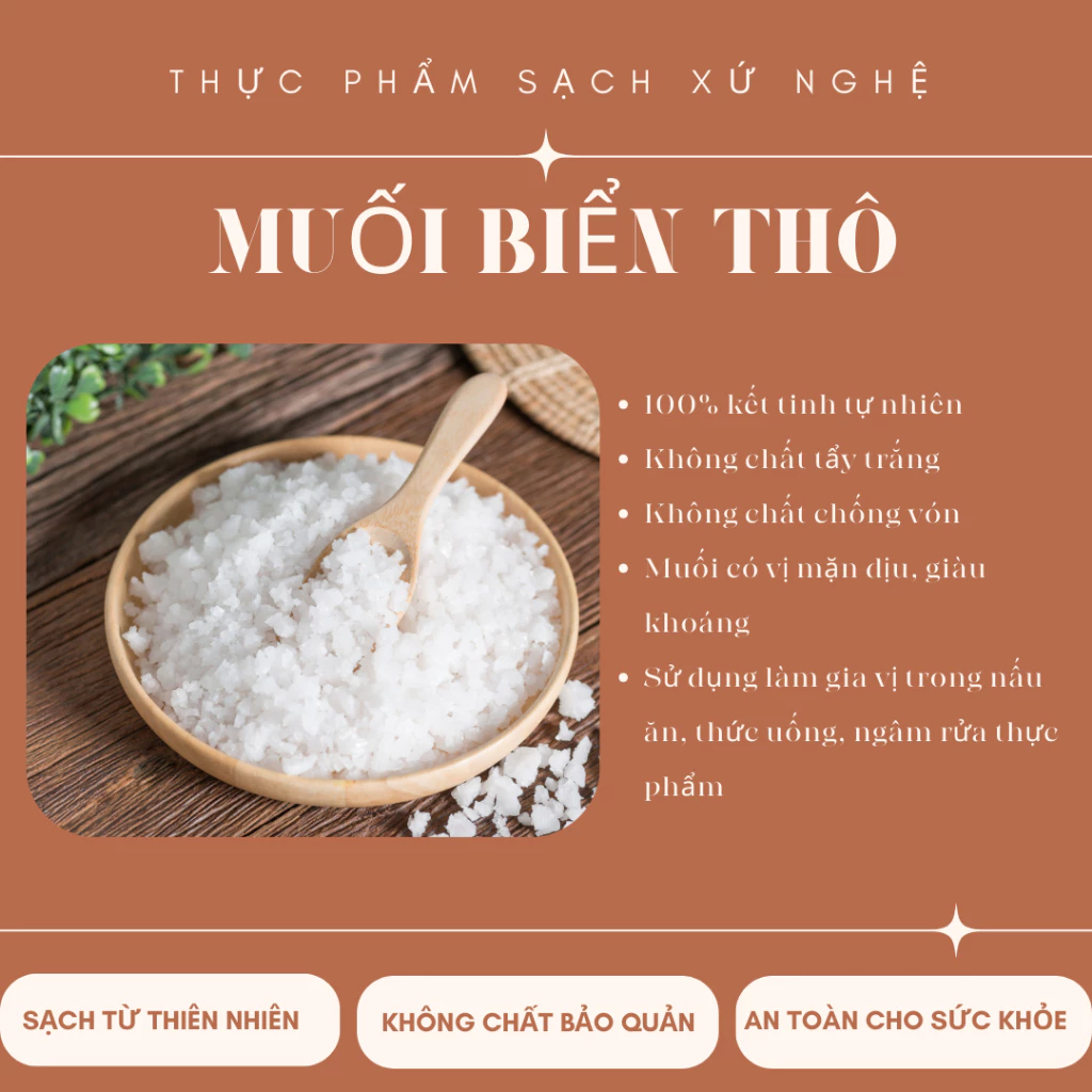 Muối thô, muối hạt / Muối biển tự nhiên chưa qua xử lý, gói 1 kg/_Muối biển thô