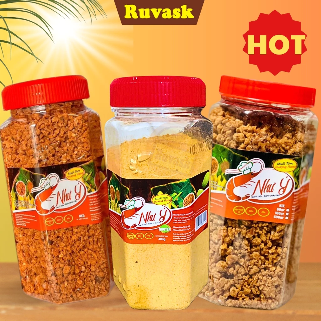 Muối Tôm Như Ý Thượng Hạng Hạt To/Vừa/Muối Nhuyễn CHÍNH HÃNG Hủ - Muối Như Ý Nguyên Con Tôm Khô - Muối Tôm Ruvask