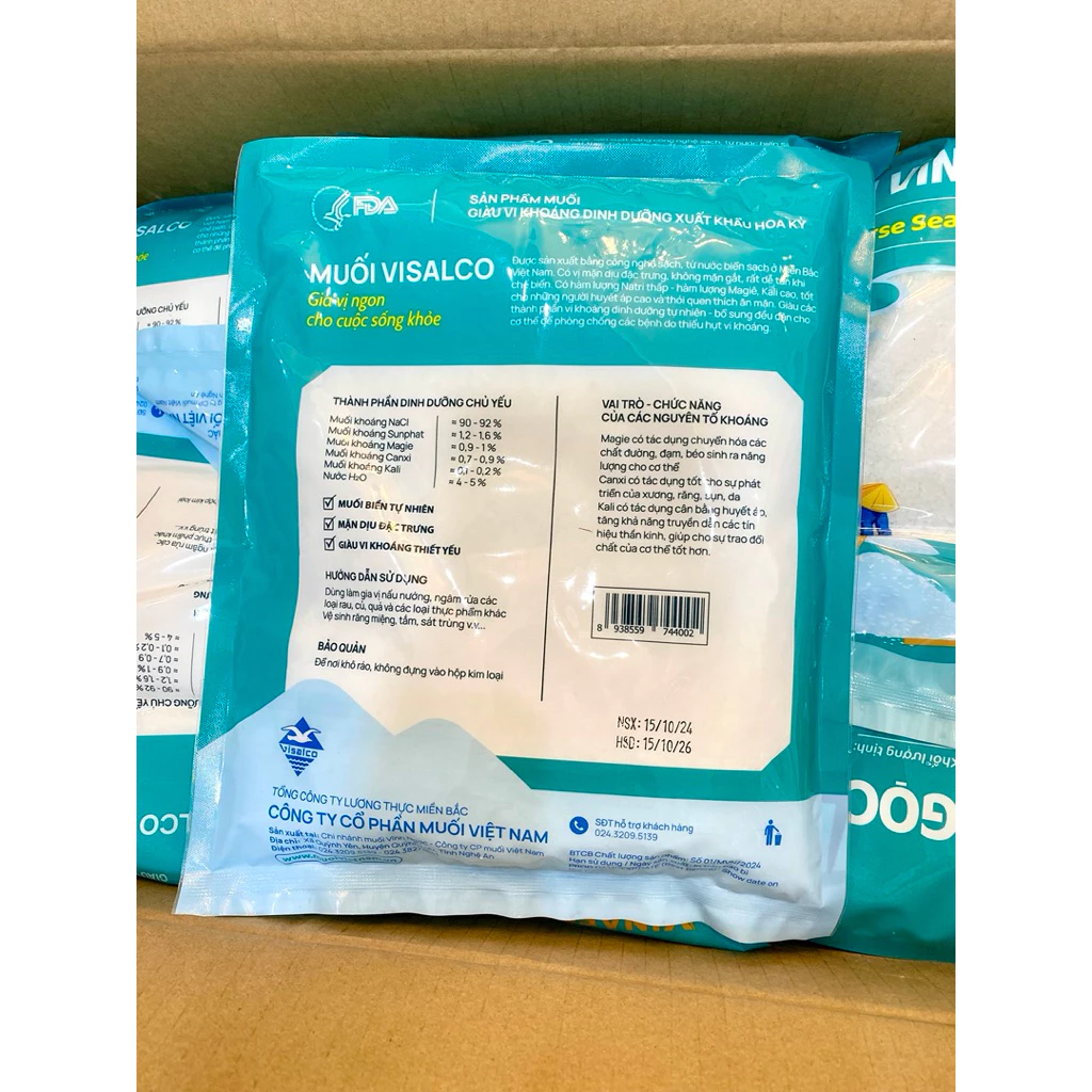 [Mua 5 tặng 1] Muối hạt sạch xuất khẩu Hoa Kỳ - Muối Vĩnh Ngọc của Công ty CP Muối Việt Nam/ Túi 1kg - 4