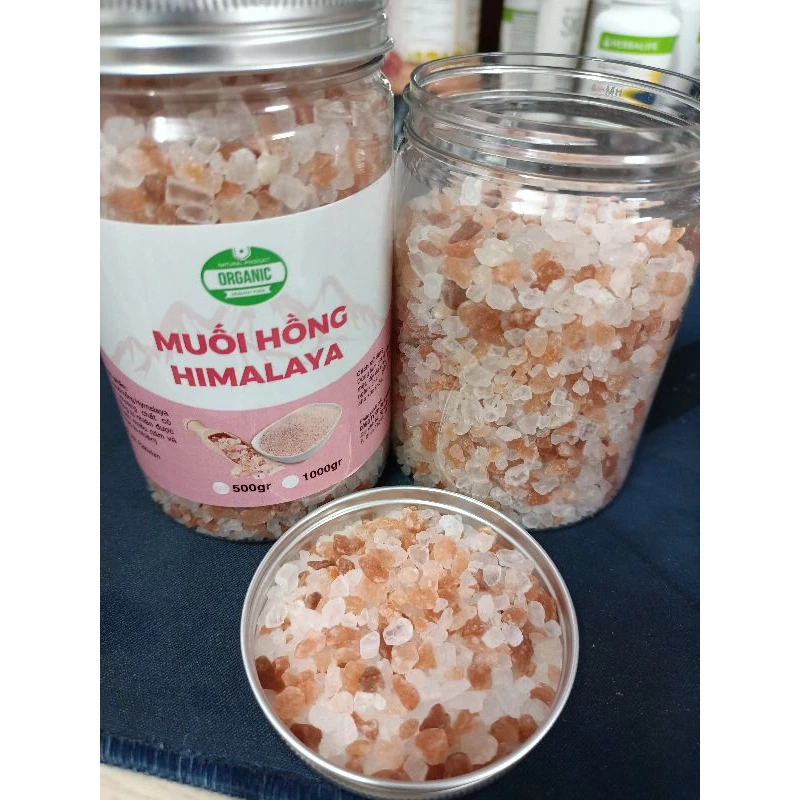 1kg Muối hồng Hymalaya nguyên hạt ngâm chân thải độc (Hũ muối hạt thô)