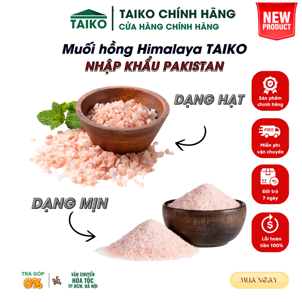Muối Hồng Himalaya Nguyên Chất Pakistan | Dạng Hạt/Xay Nhuyễn | Sơ Chế Món Ăn, Trị Liệu, Có CO-CQ